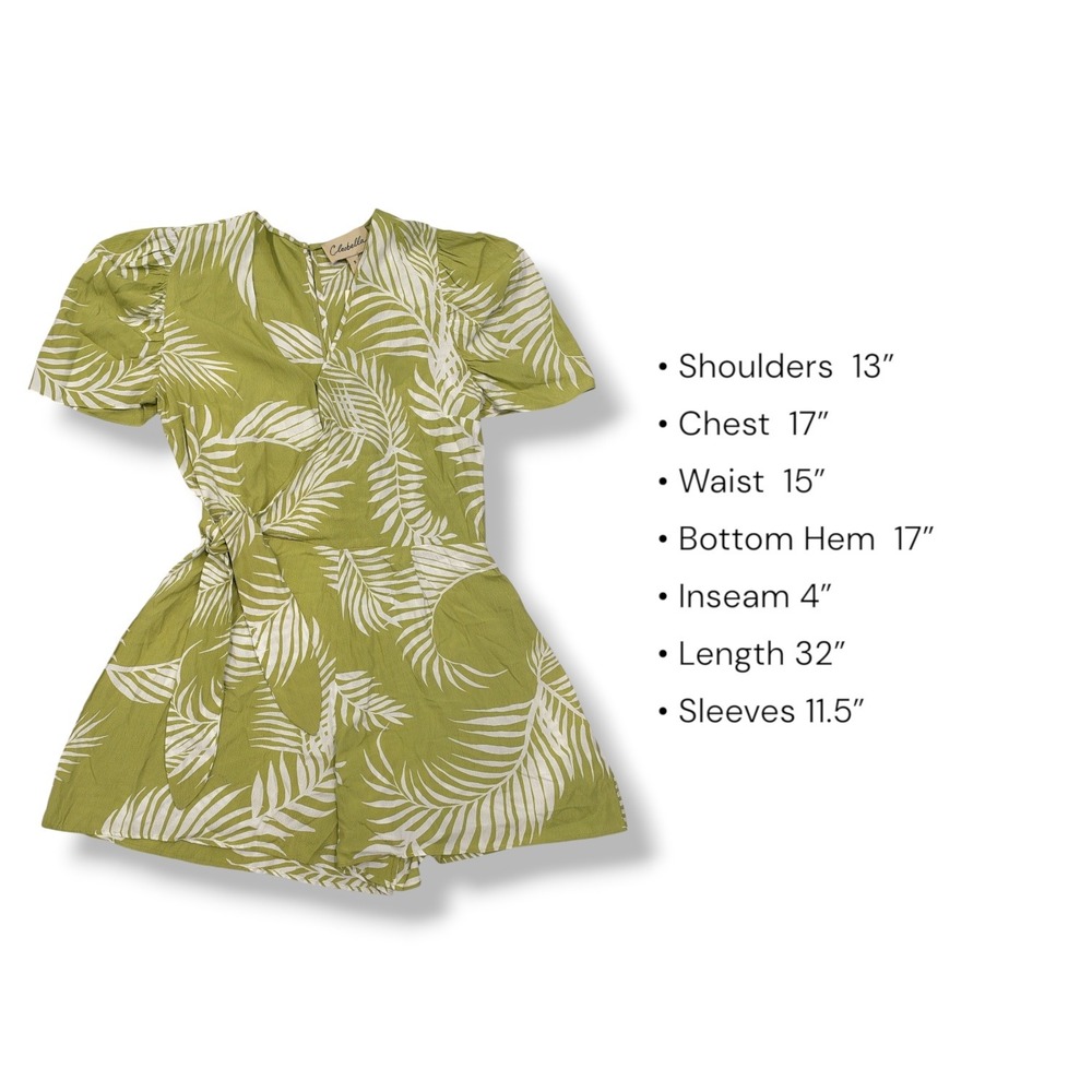 Cleobella Anthropologie Tropical Palm Print Wrap Romper S Resort Vacation Boho - Picture 3 of 7